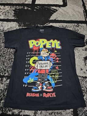 Popeye x Reason Boys' Black Graphic Tee